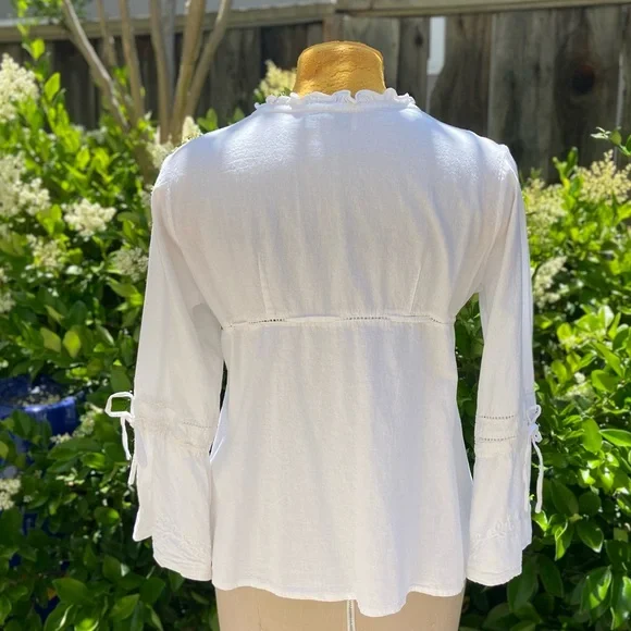 American South Side White Cotton Shirt - Picture 3 of 7